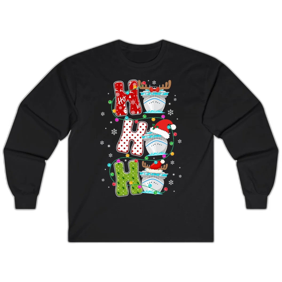 Ho Ho Ho Cruise Christmas Long Sleeve in Black