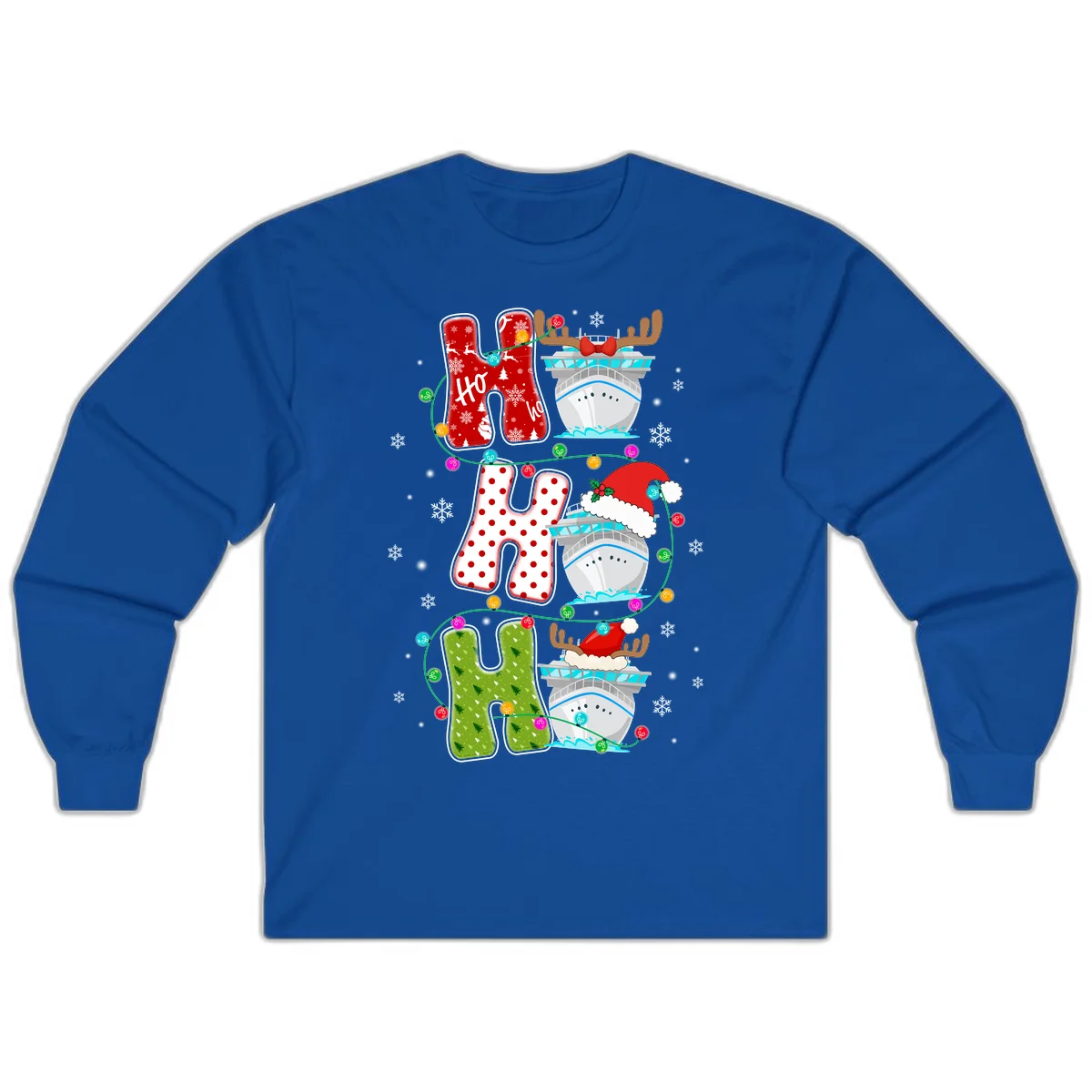 Ho Ho Ho Cruise Christmas Long Sleeve in Royal