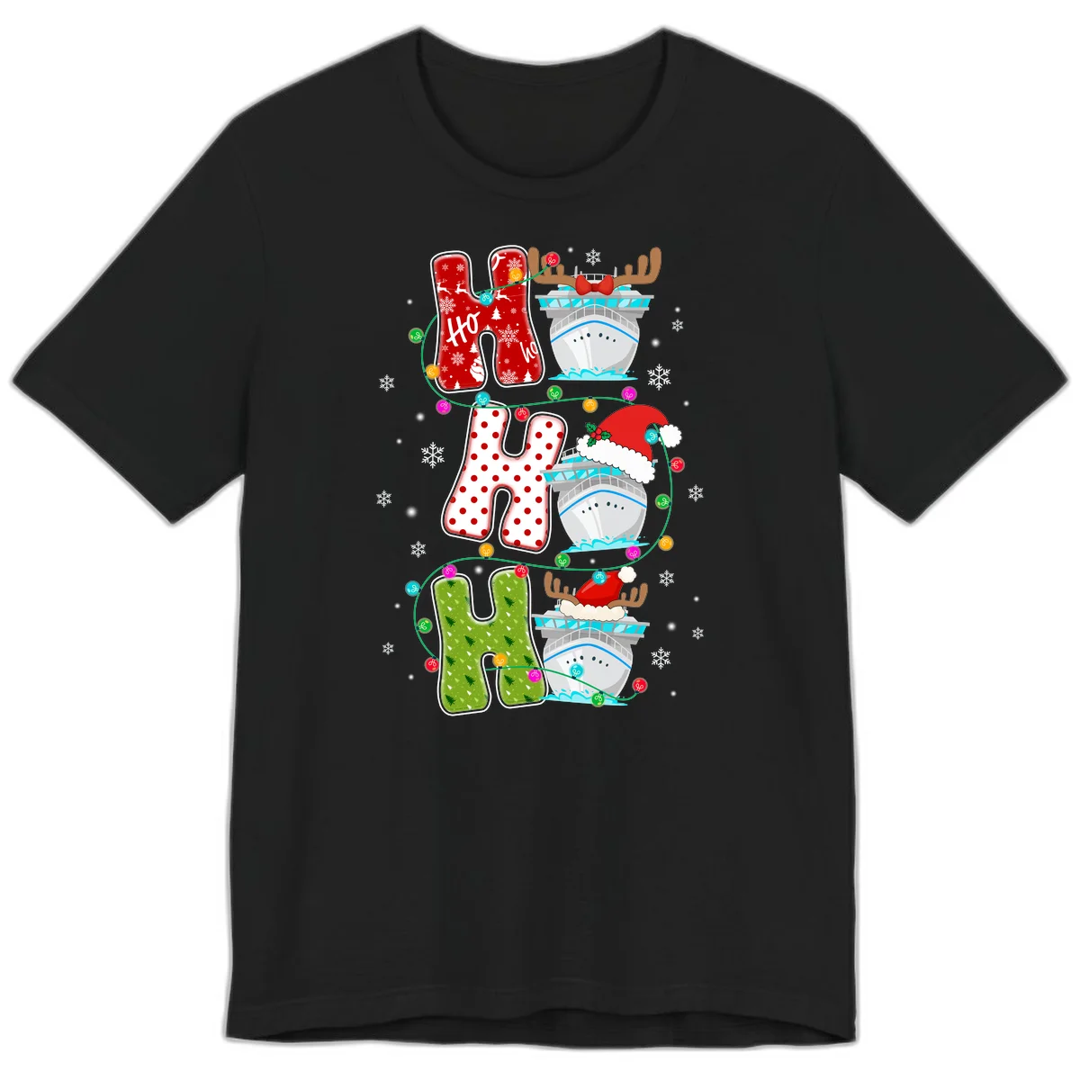 Ho Ho Ho Cruise Christmas Premium T-Shirt in Black