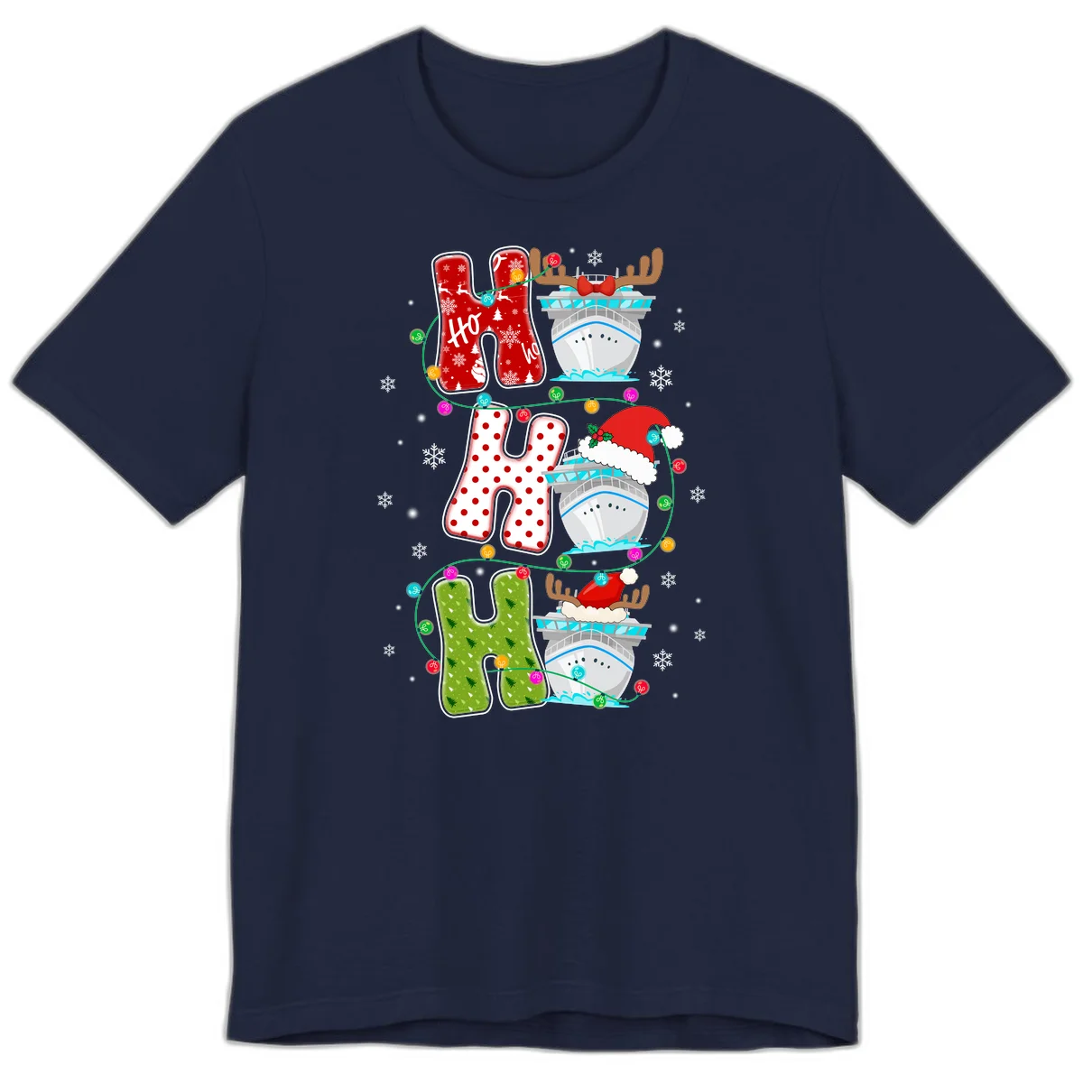 Ho Ho Ho Cruise Christmas Premium T-Shirt in Navy