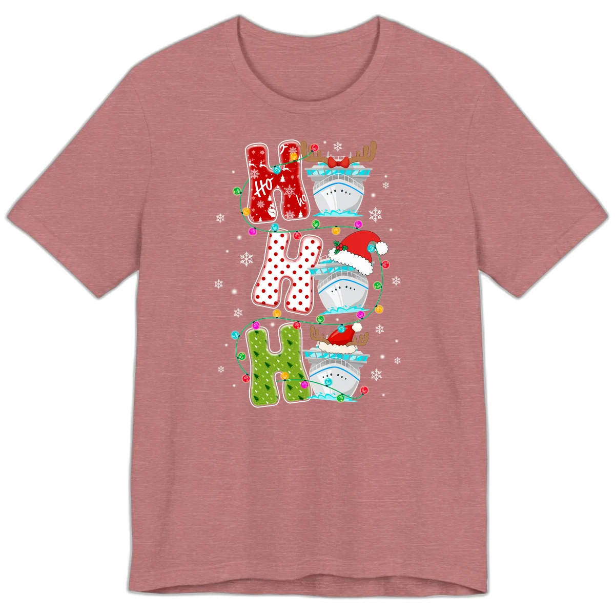 Ho Ho Ho Cruise Christmas Premium T-Shirt in Heather Mauve