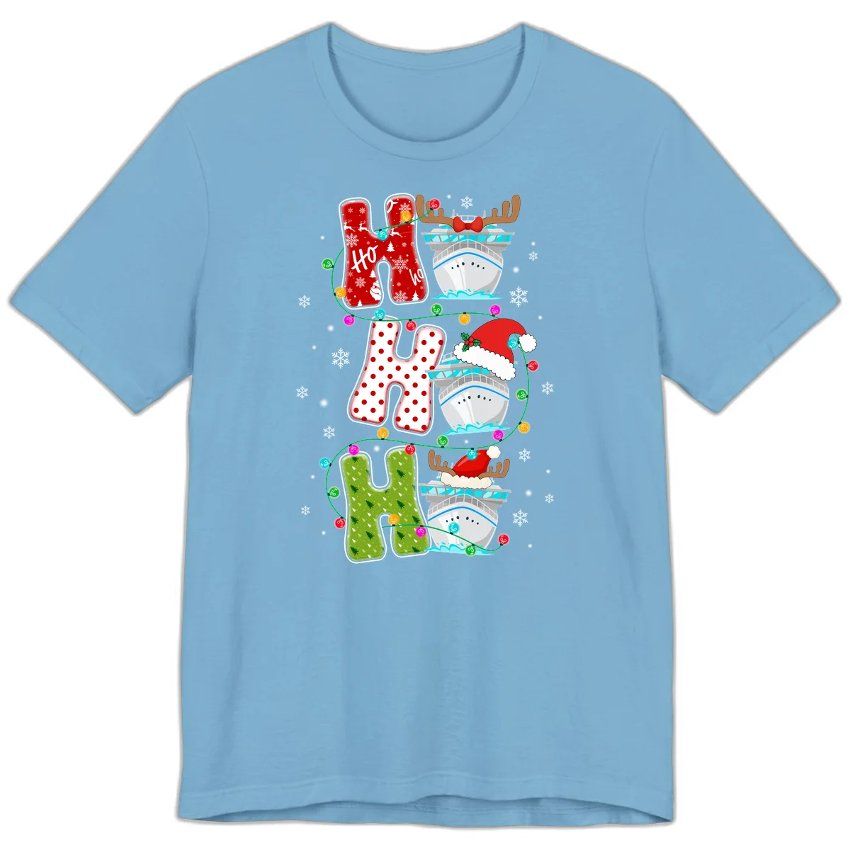Ho Ho Ho Cruise Christmas Premium T-Shirt in Ocean Blue
