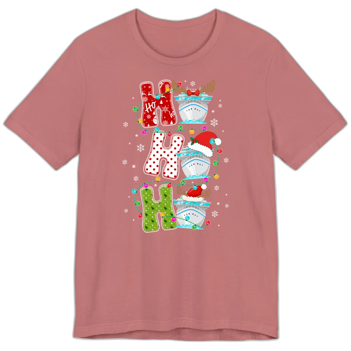 Ho Ho Ho Cruise Christmas Premium T-Shirt in Mauve