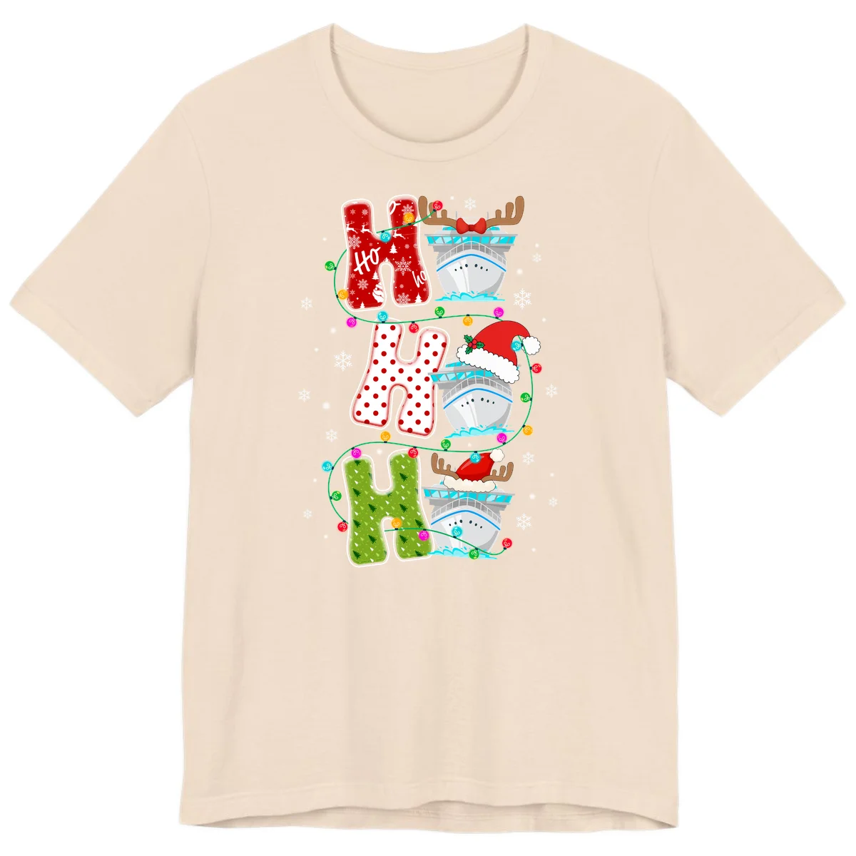 Ho Ho Ho Cruise Christmas Premium T-Shirt in Soft Cream