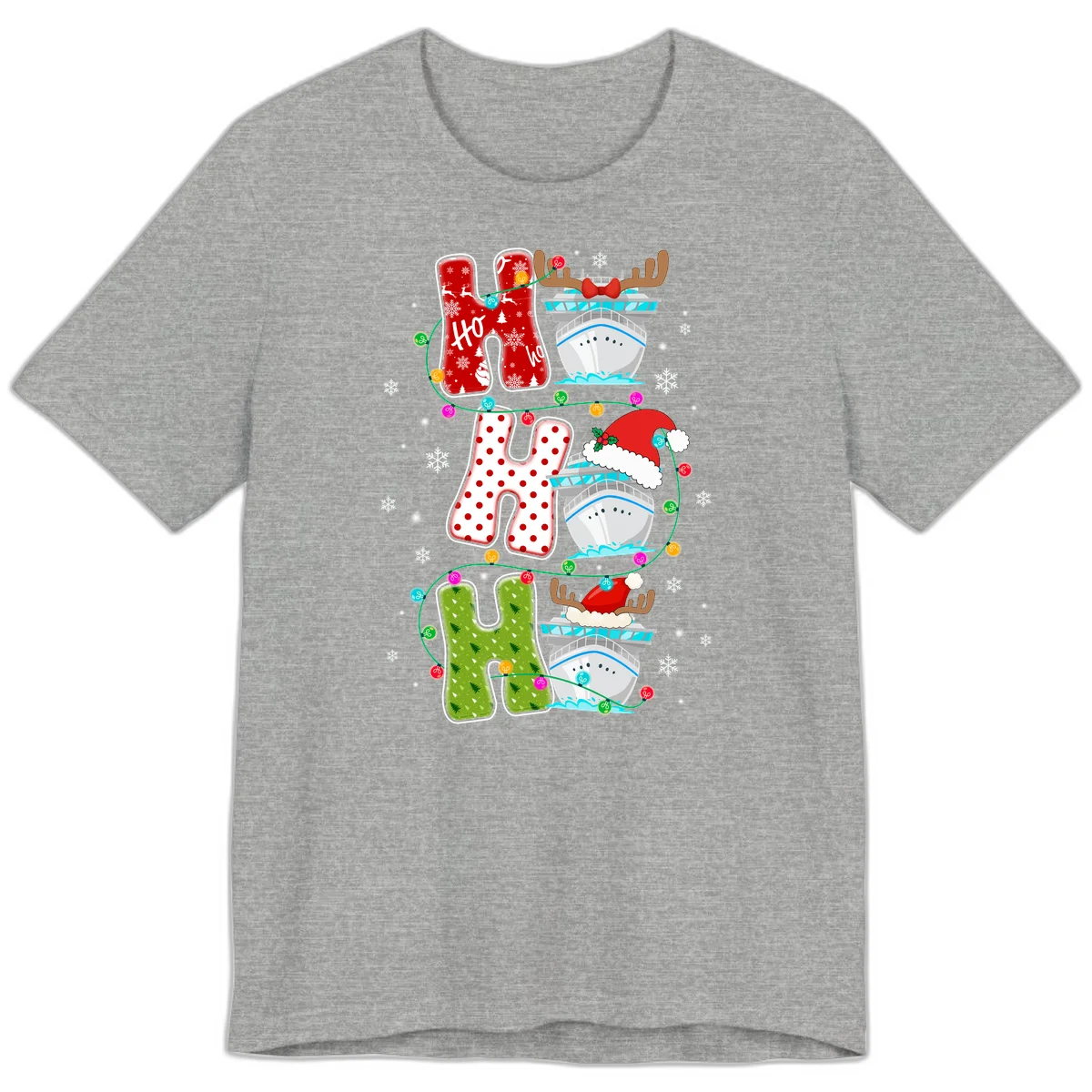 Ho Ho Ho Cruise Christmas Premium T-Shirt in Athletic Heather