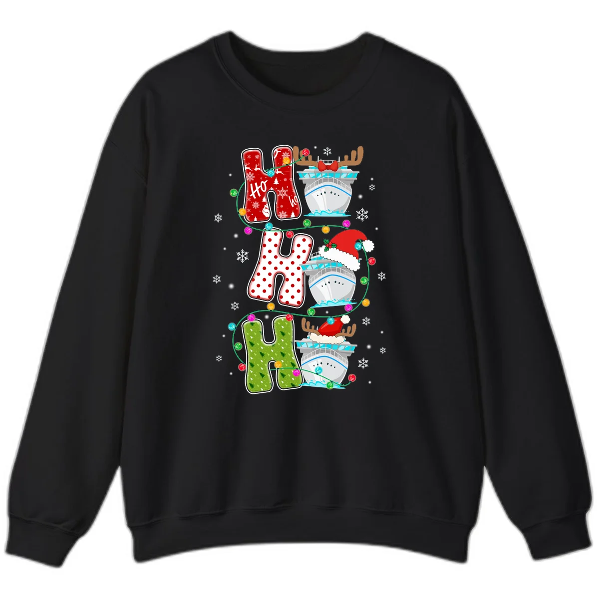 Ho Ho Ho Cruise Christmas Sweatshirt in Black
