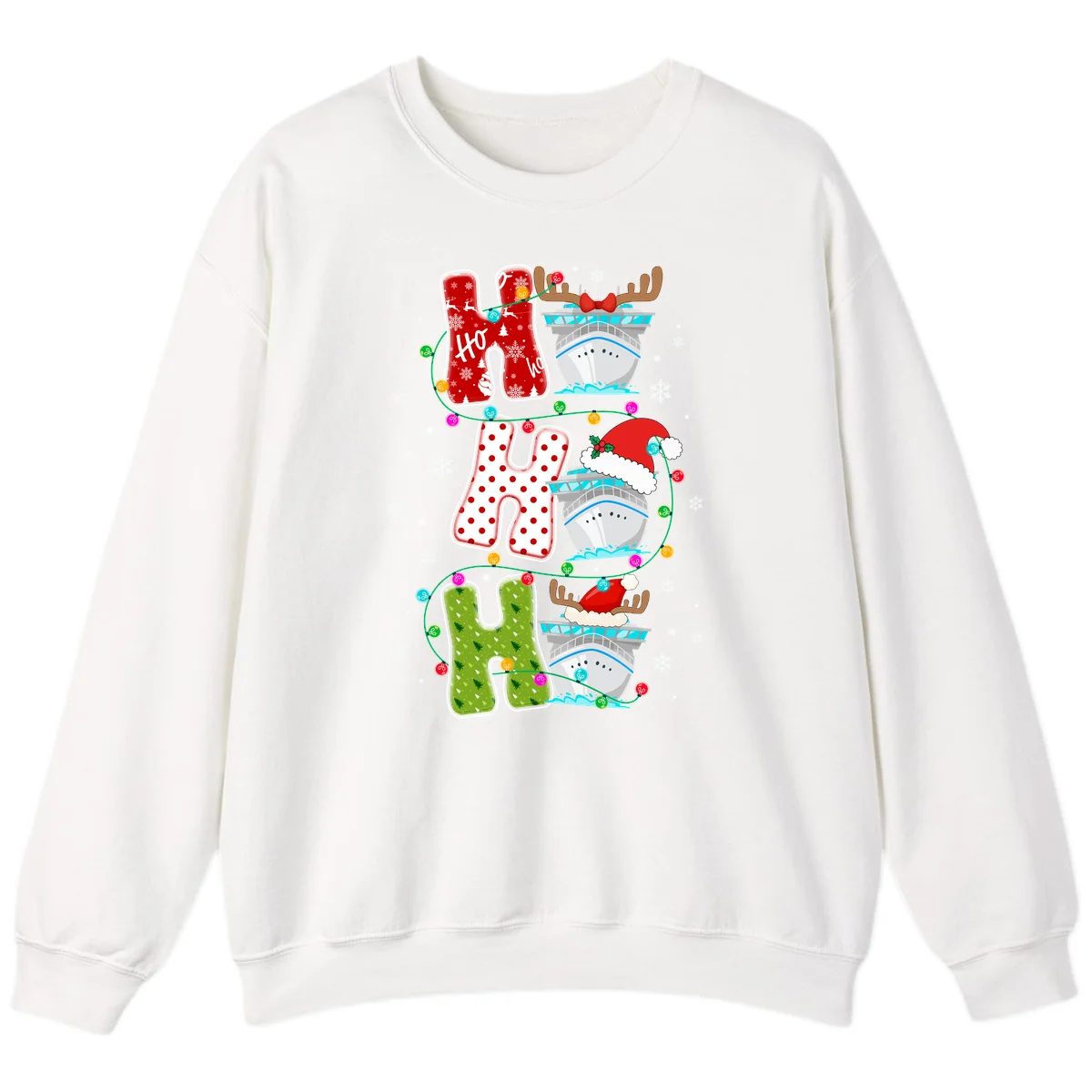 Ho Ho Ho Cruise Christmas Sweatshirt in White