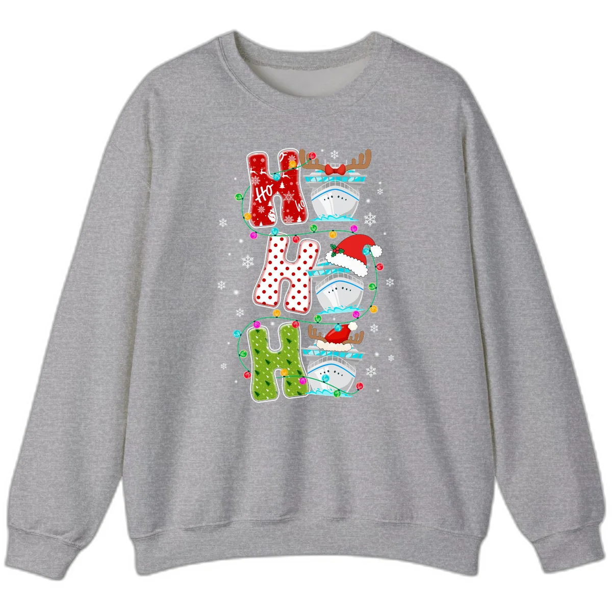 Ho Ho Ho Cruise Christmas Sweatshirt in Sport Grey