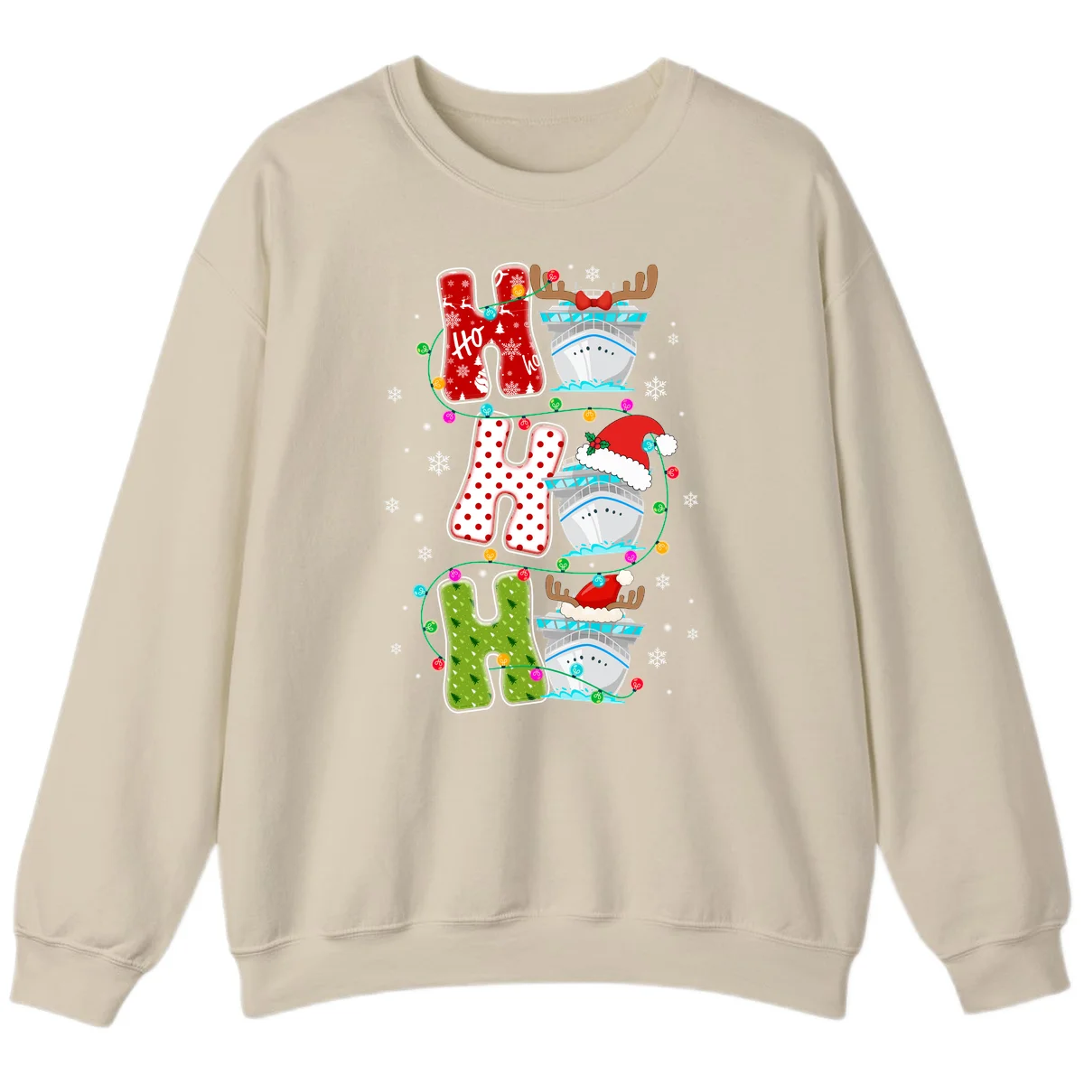 Ho Ho Ho Cruise Christmas Sweatshirt in Sand