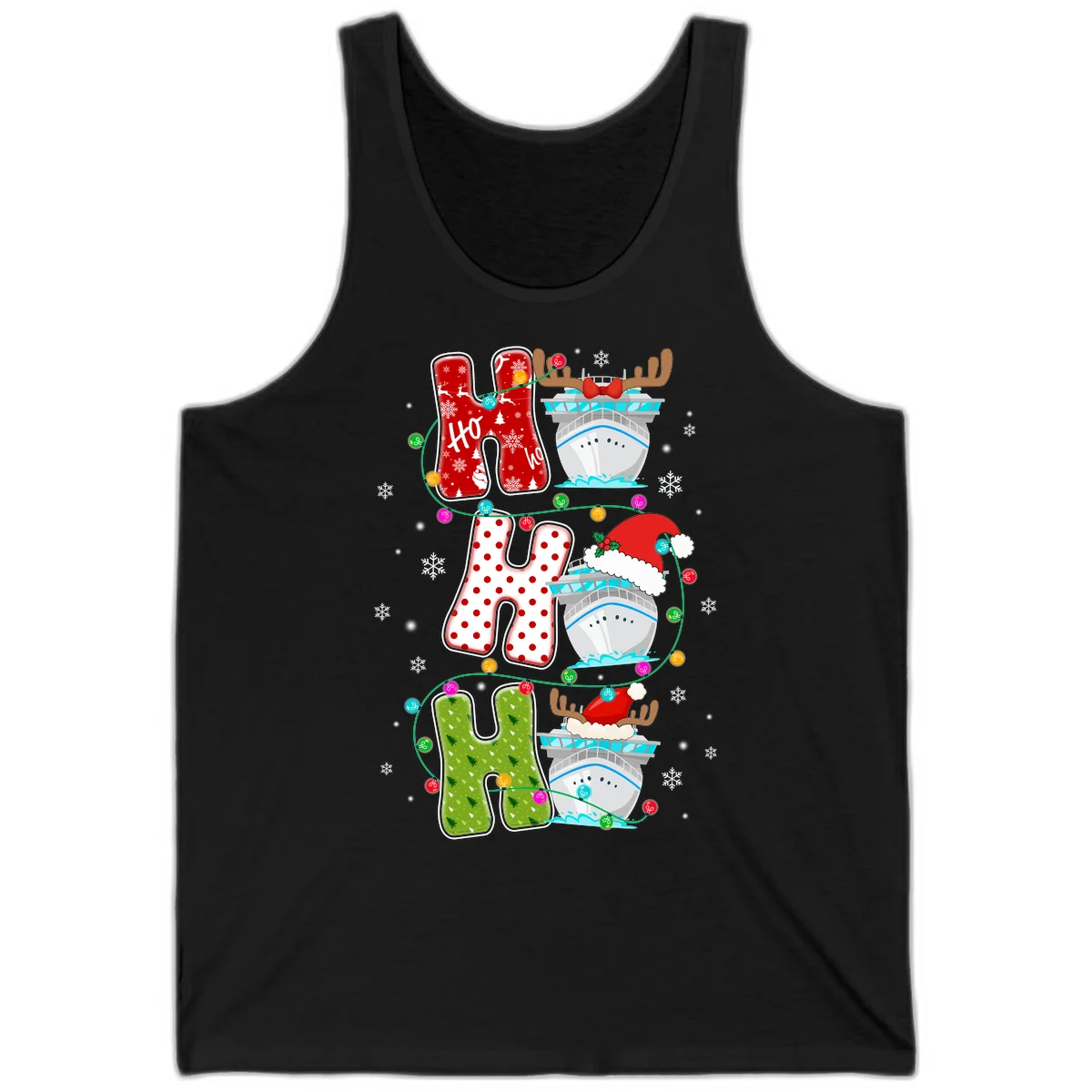 Ho Ho Ho Cruise Christmas Tank in Black