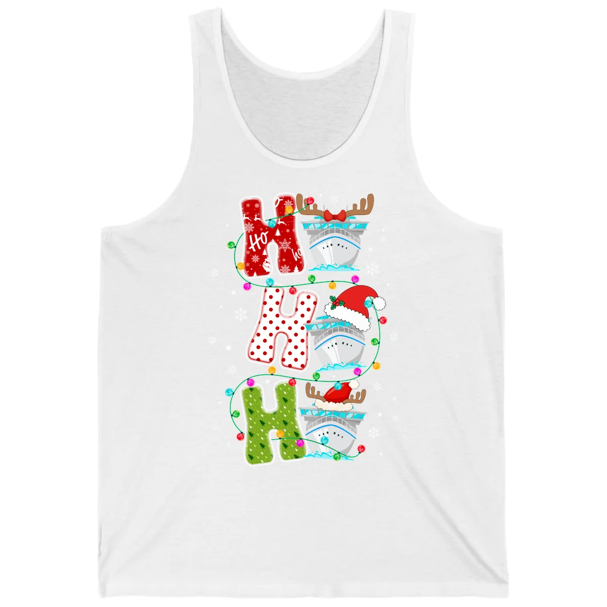 Ho Ho Ho Cruise Christmas Tank in White