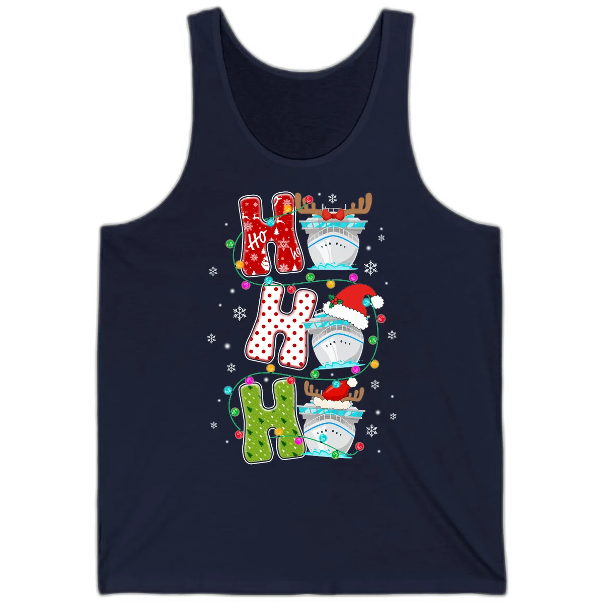 Ho Ho Ho Cruise Christmas Tank in Navy