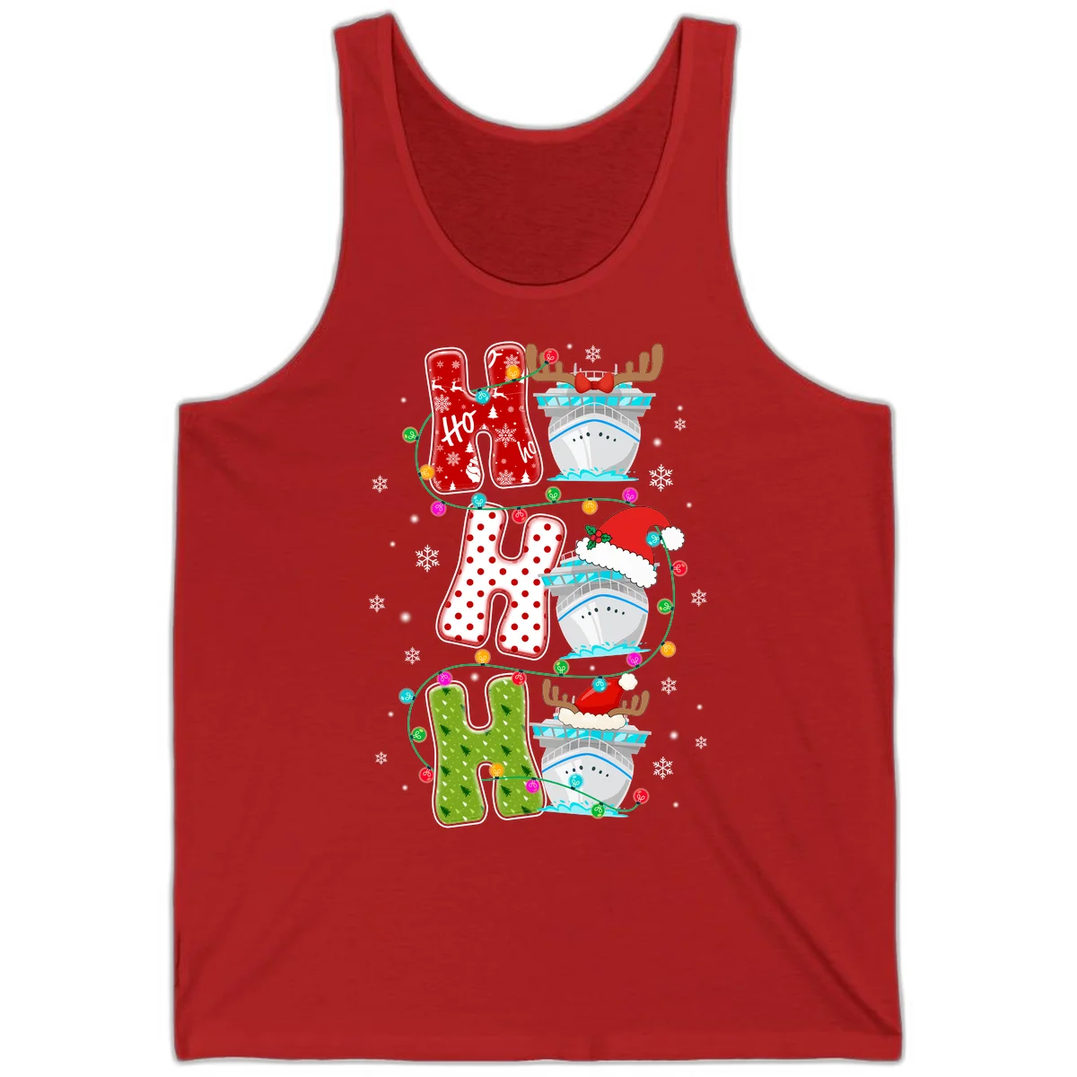 Ho Ho Ho Cruise Christmas Tank in Red
