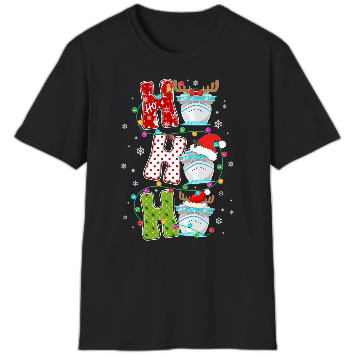 Ho Ho Ho Cruise Christmas T-Shirt in Black