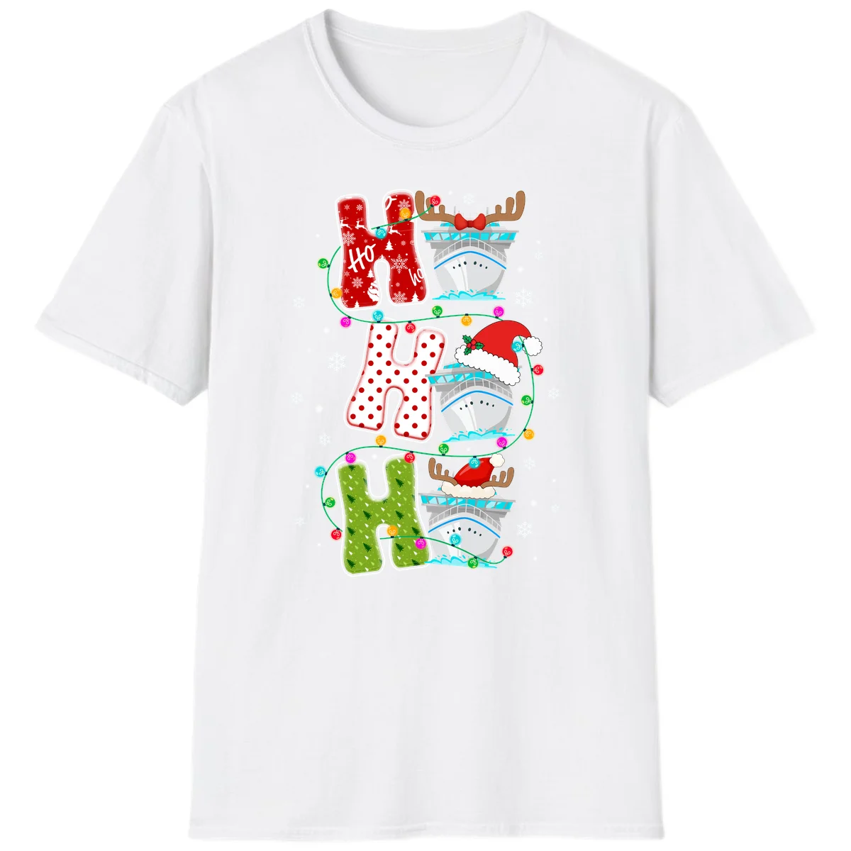 Ho Ho Ho Cruise Christmas T-Shirt in White