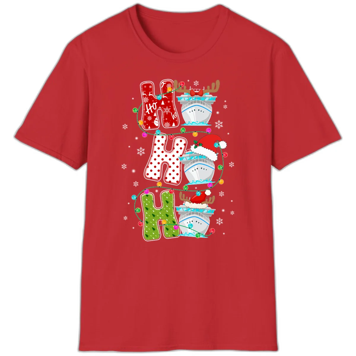 Ho Ho Ho Cruise Christmas T-Shirt in Red