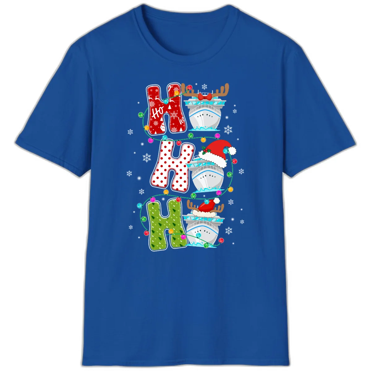 Ho Ho Ho Cruise Christmas T-Shirt in Royal