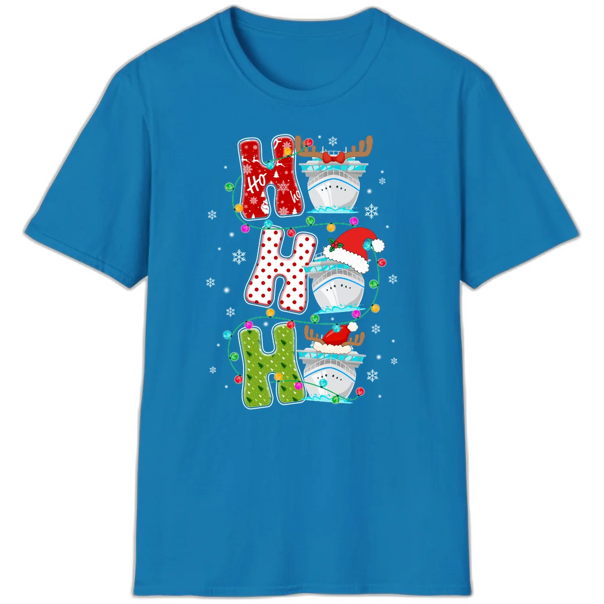 Ho Ho Ho Cruise Christmas T-Shirt in Sapphire