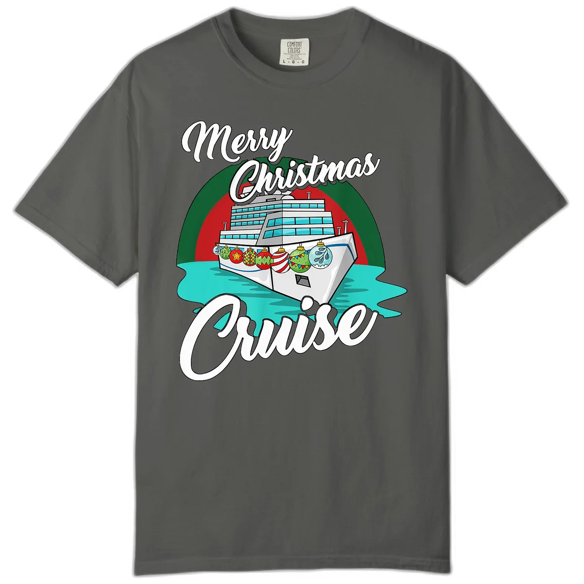 Merry Christmas Cruise Comfort Color T-Shirt in Pepper