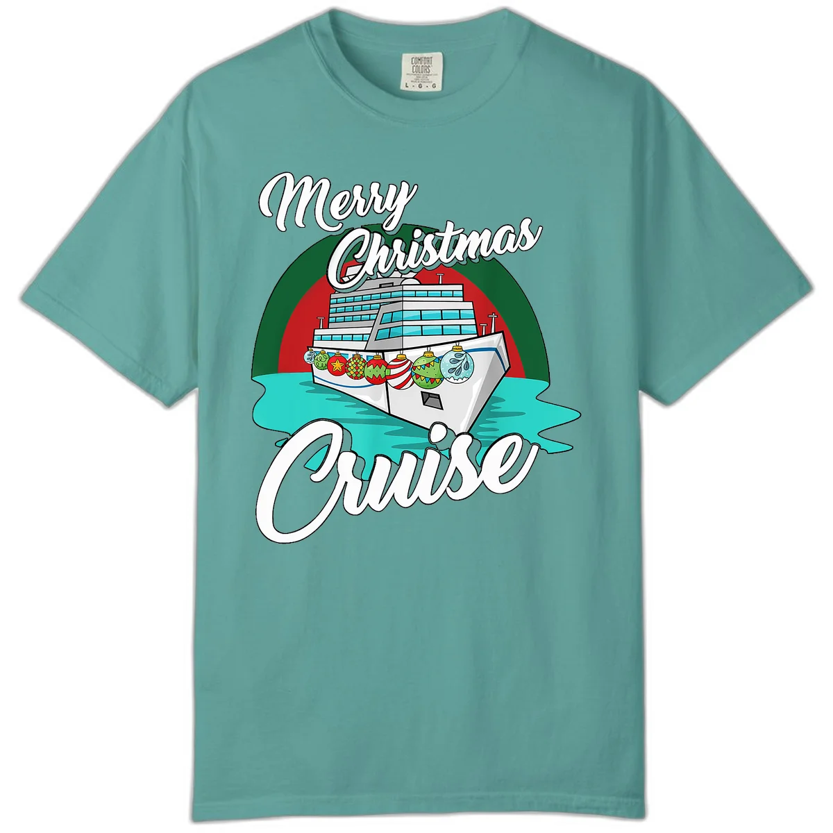 Merry Christmas Cruise Comfort Color T-Shirt in Seafoam