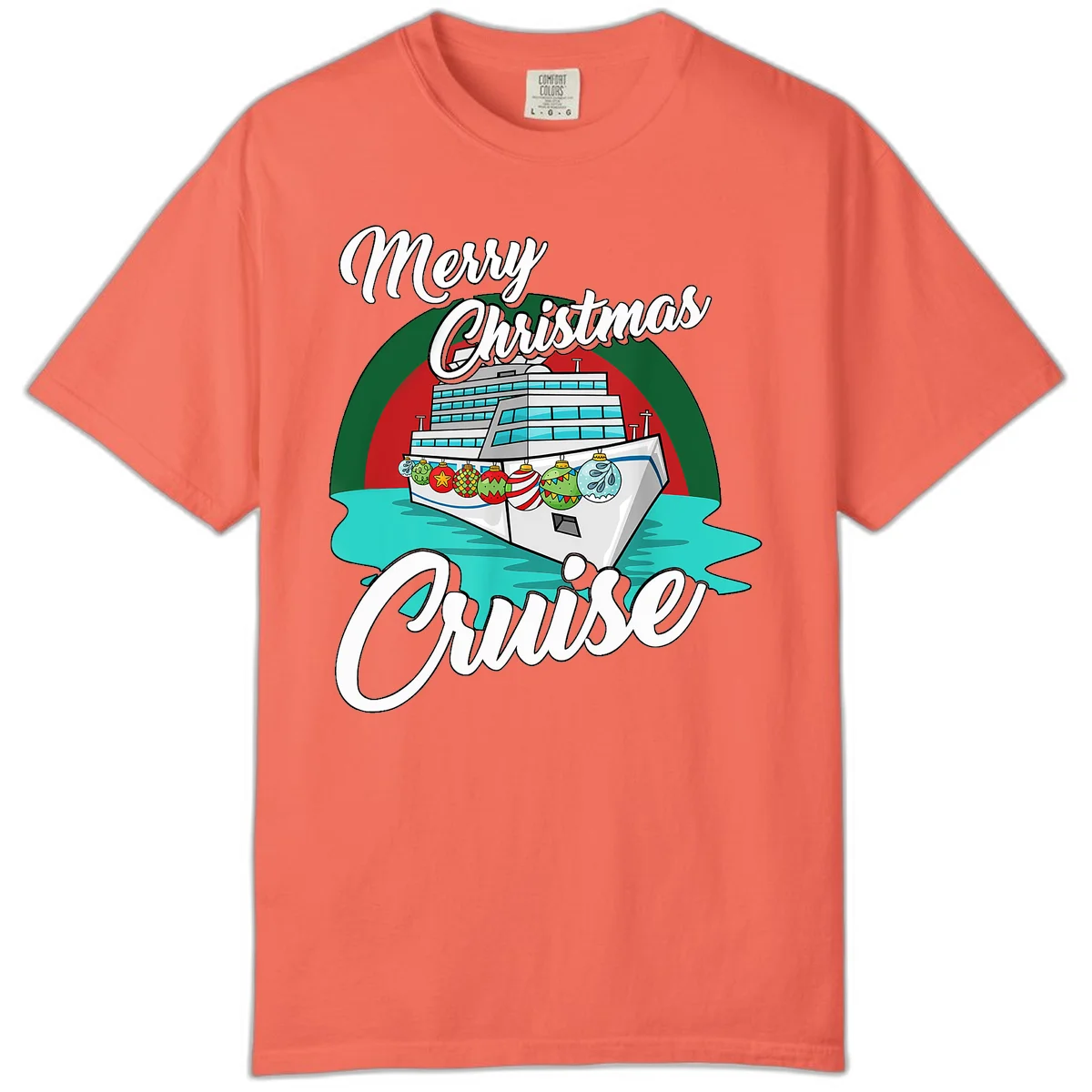 Merry Christmas Cruise Comfort Color T-Shirt in Bright Salmon