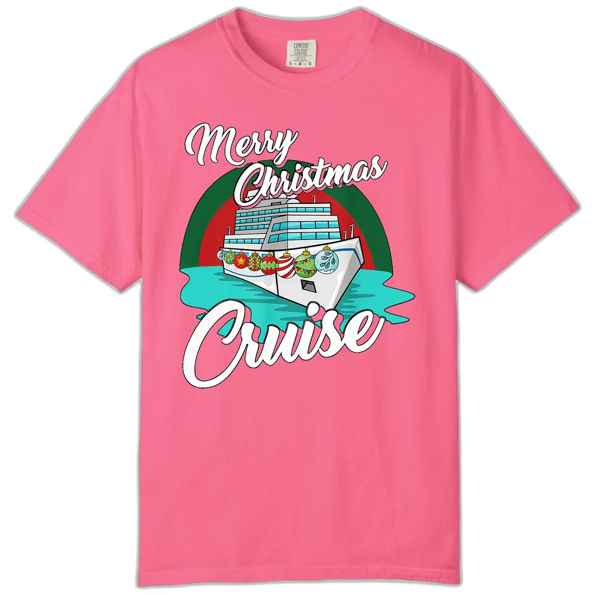 Merry Christmas Cruise Comfort Color T-Shirt in Crunchberry