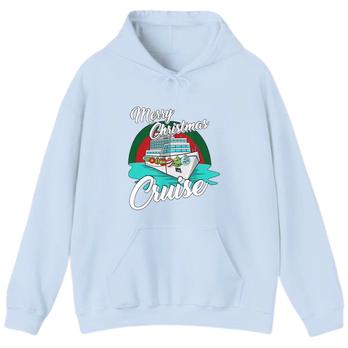 Merry Christmas Cruise Hoodie in Light Blue