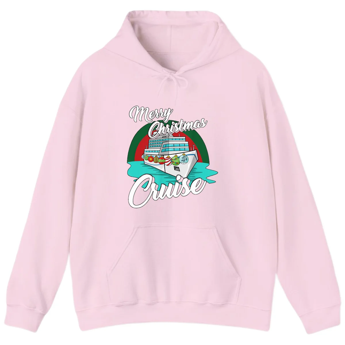 Merry Christmas Cruise Hoodie in Light Pink