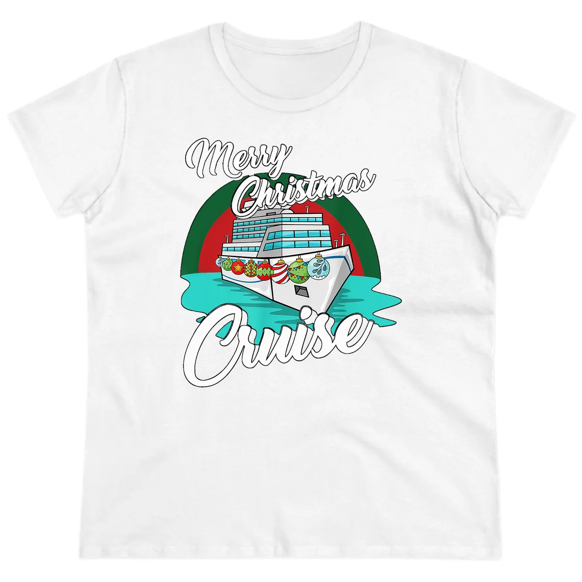 Merry Christmas Cruise Ladies Tee in White