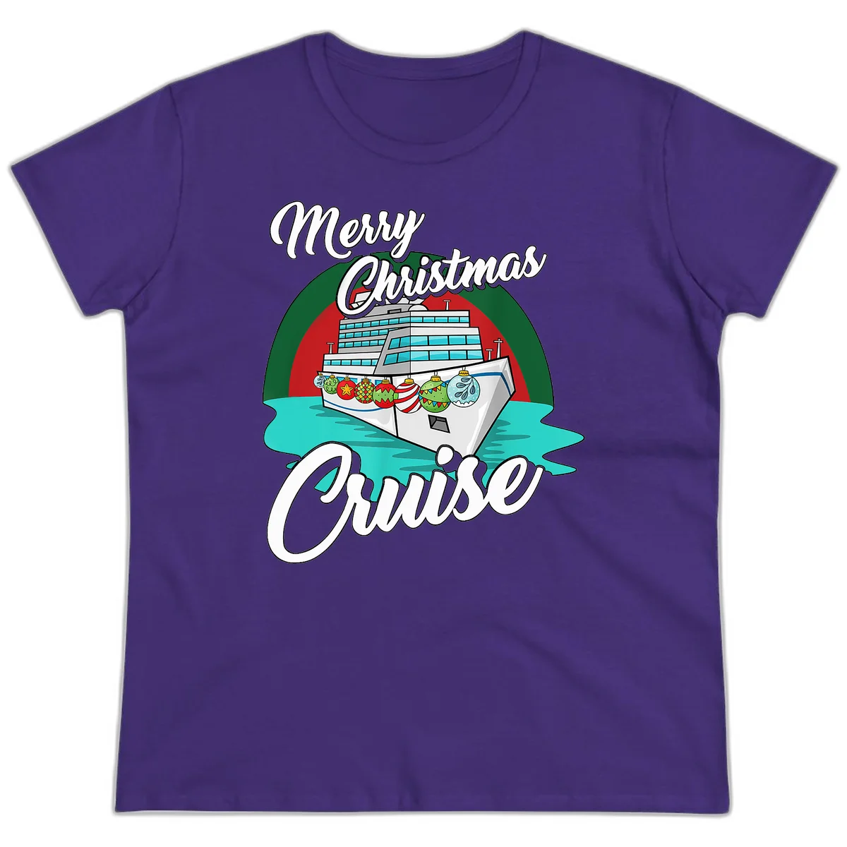 Merry Christmas Cruise Ladies Tee in Purple