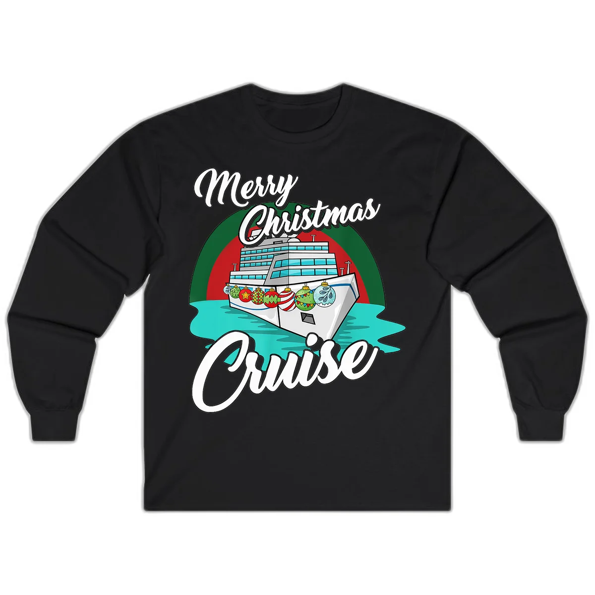 Merry Christmas Cruise Long Sleeve T-Shirt in Black