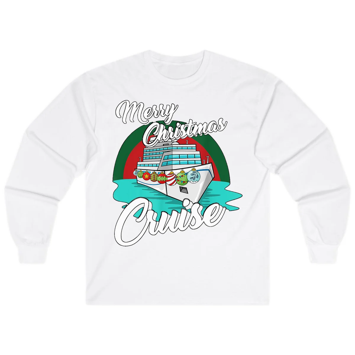 Merry Christmas Cruise Long Sleeve T-Shirt in White