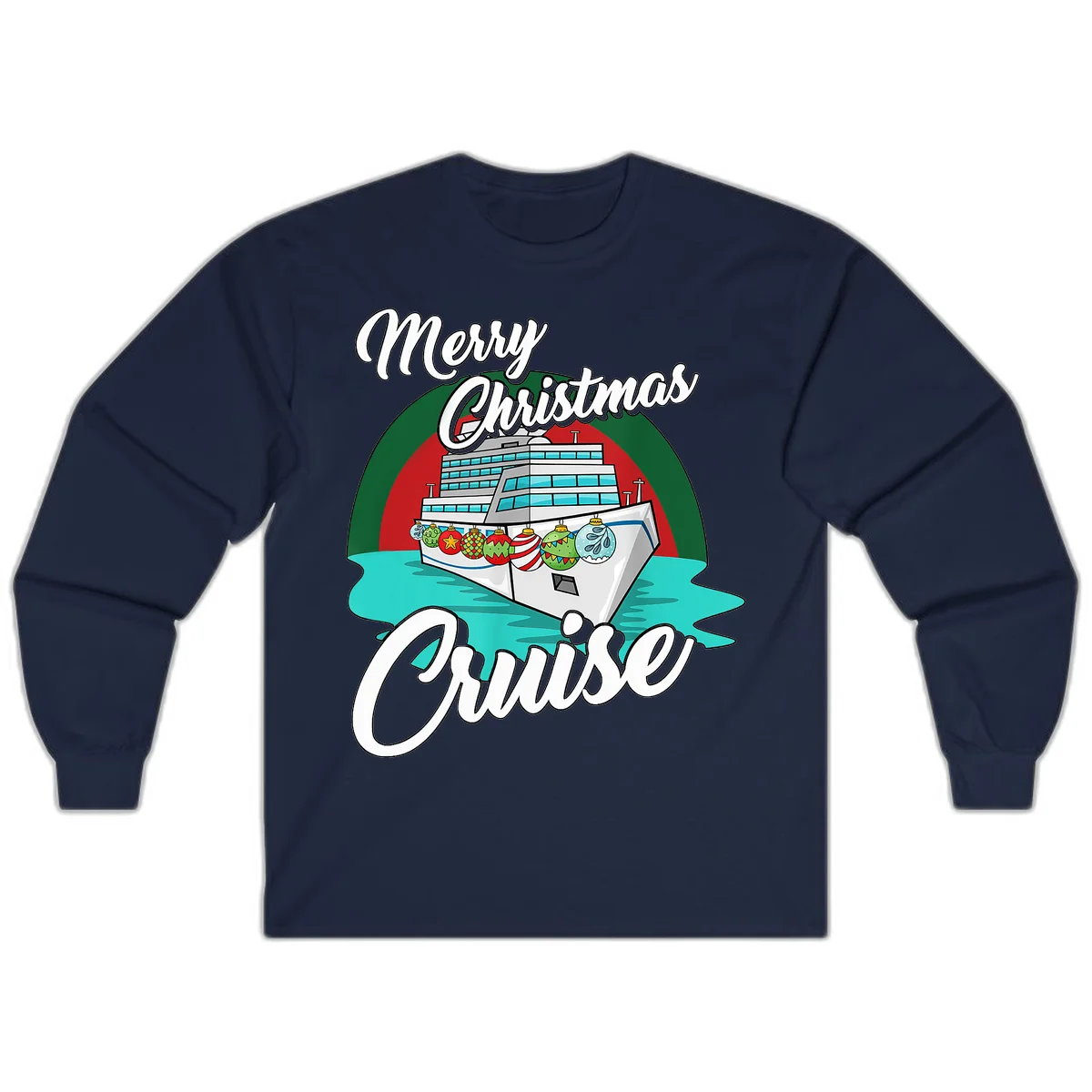 Merry Christmas Cruise Long Sleeve T-Shirt in Navy