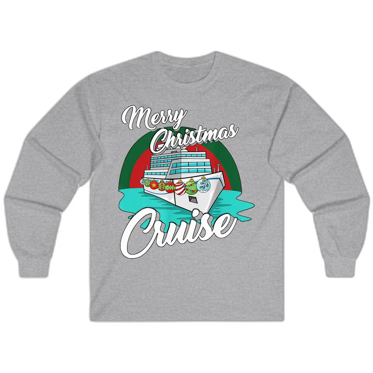 Merry Christmas Cruise Long Sleeve T-Shirt in Sport Grey