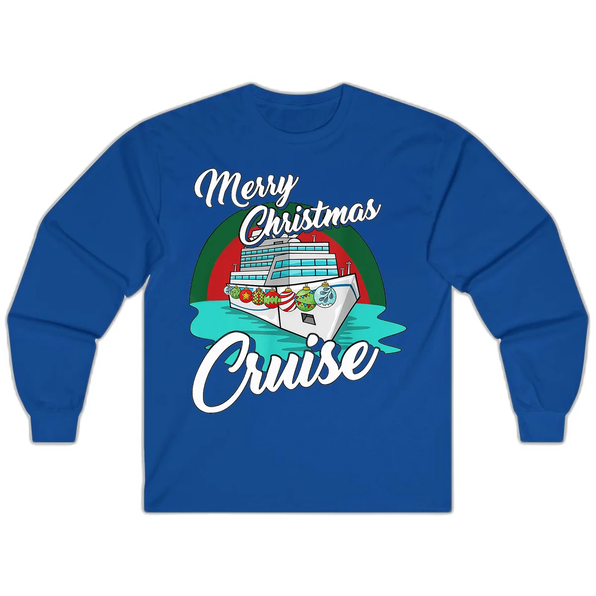 Merry Christmas Cruise Long Sleeve T-Shirt in Royal