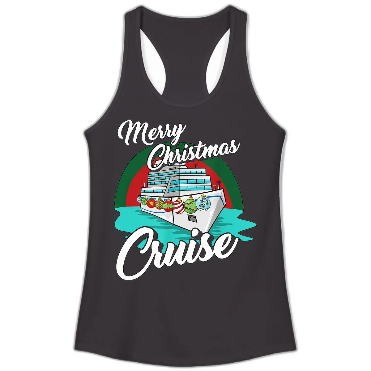Merry Christmas Cruise Ladies Tank Top in Black
