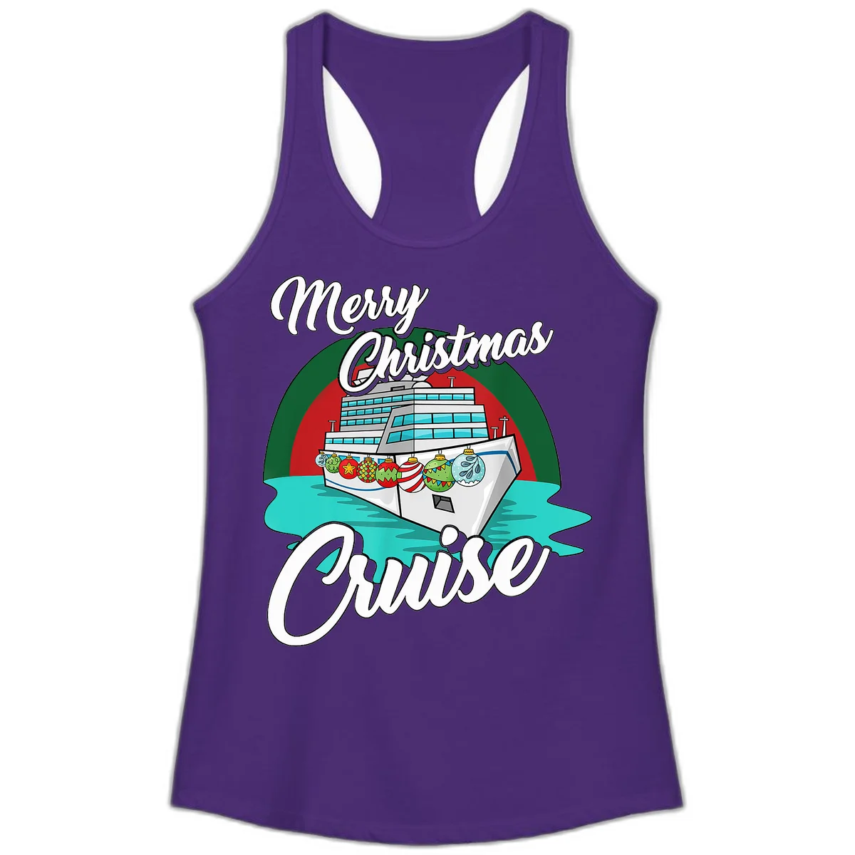 Merry Christmas Cruise Ladies Tank Top in Solid Purple Rush