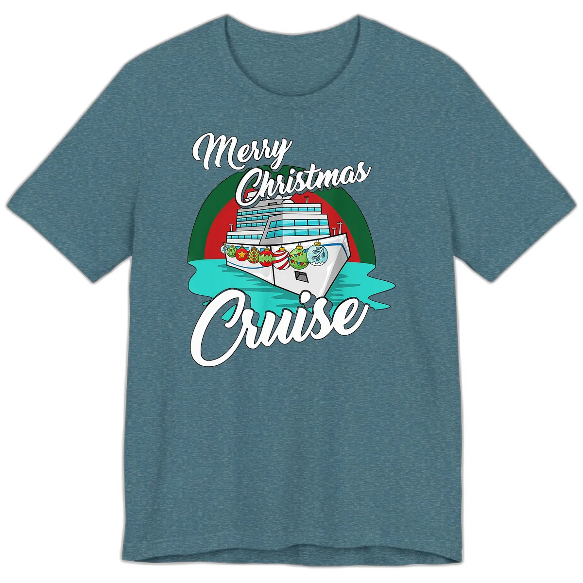 Merry Christmas Cruise Premium T-Shirt in Heather Deep Teal