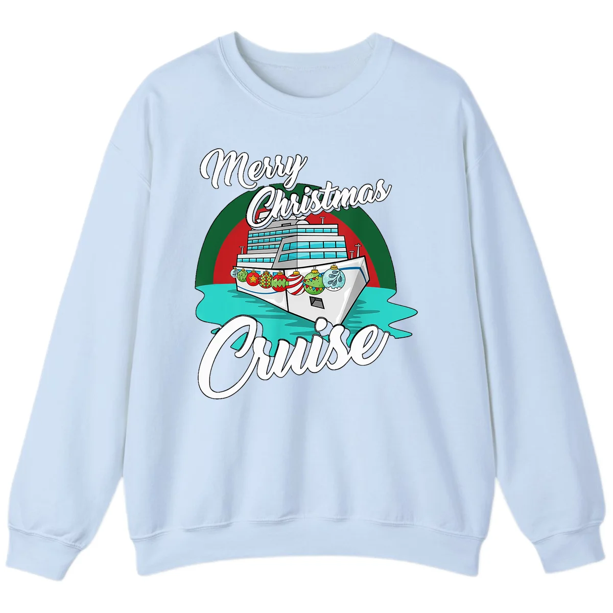 Merry Christmas Cruise Sweatshirt in Light Blue