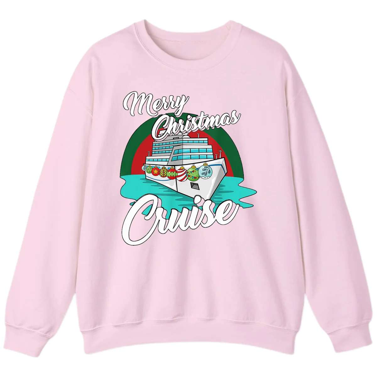 Merry Christmas Cruise Sweatshirt in Light Pink