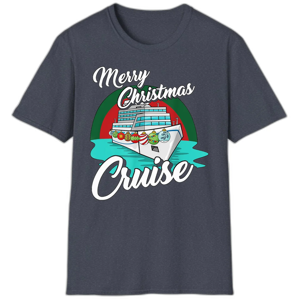 Merry Christmas Cruise T-Shirt in Heather Navy