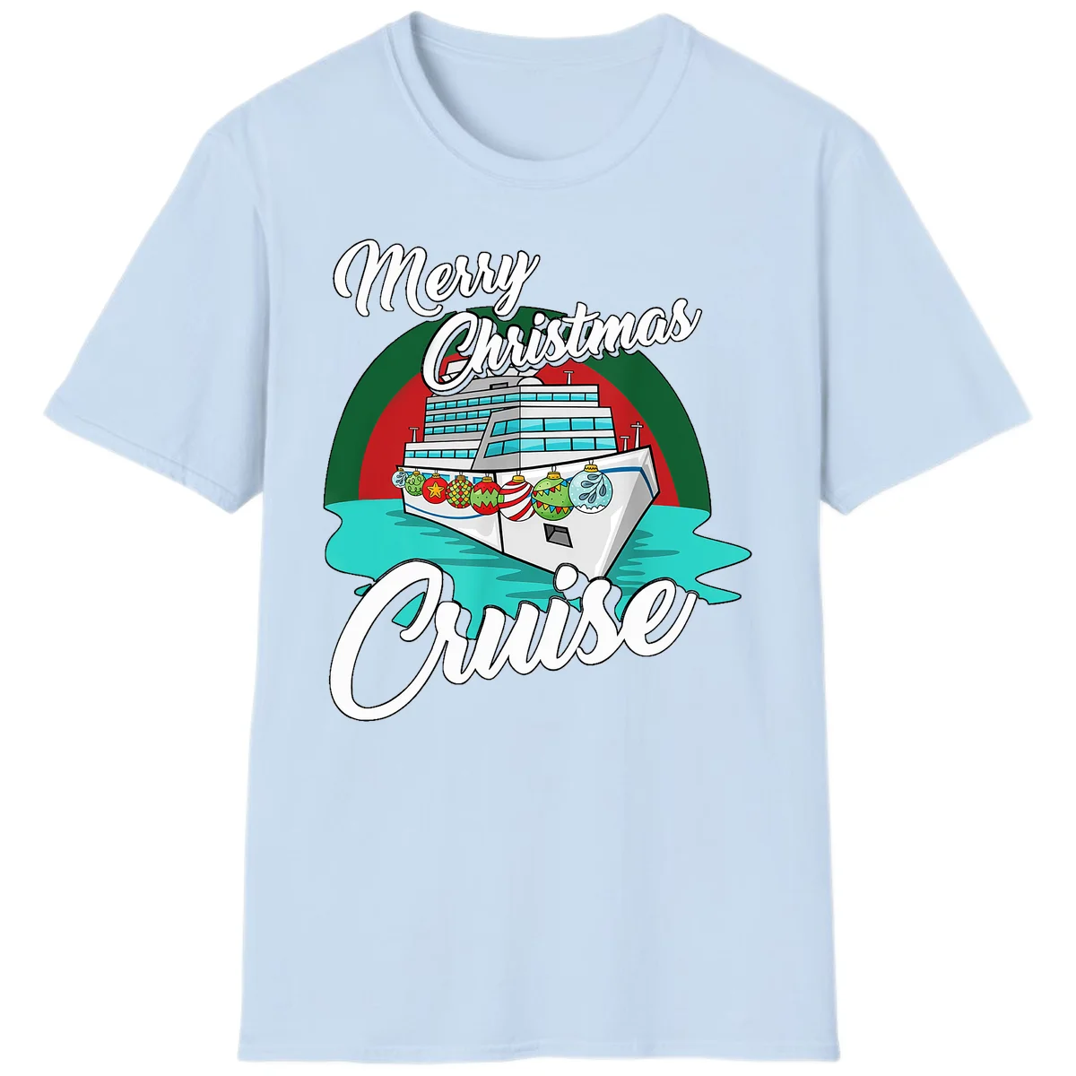 Merry Christmas Cruise T-Shirt in Light Blue
