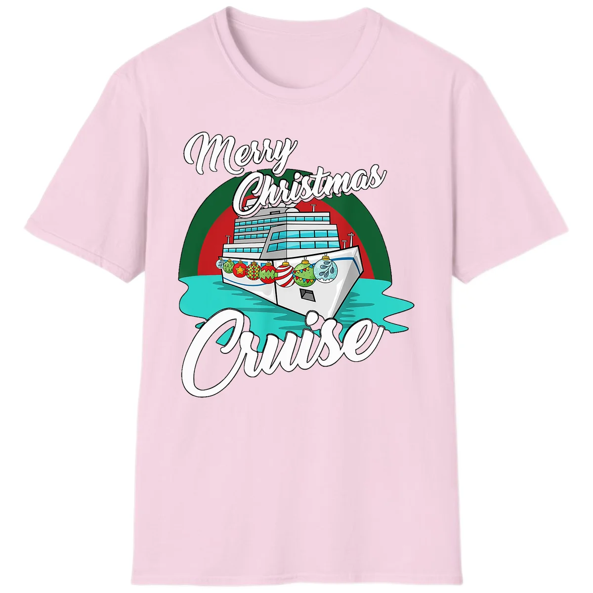 Merry Christmas Cruise T-Shirt in Light Pink