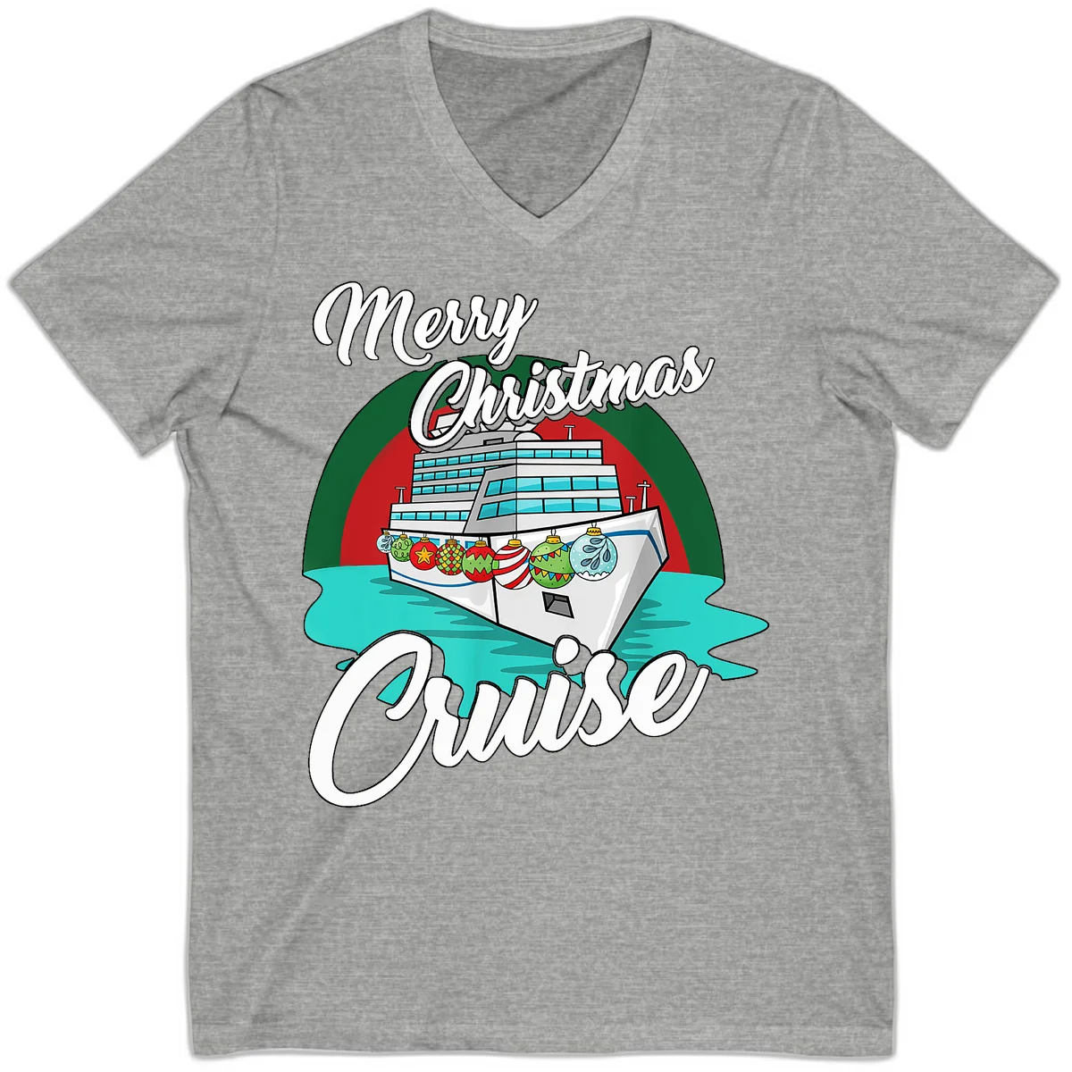 Merry Christmas Cruise V-Neck T-Shirt in Athletic Heather