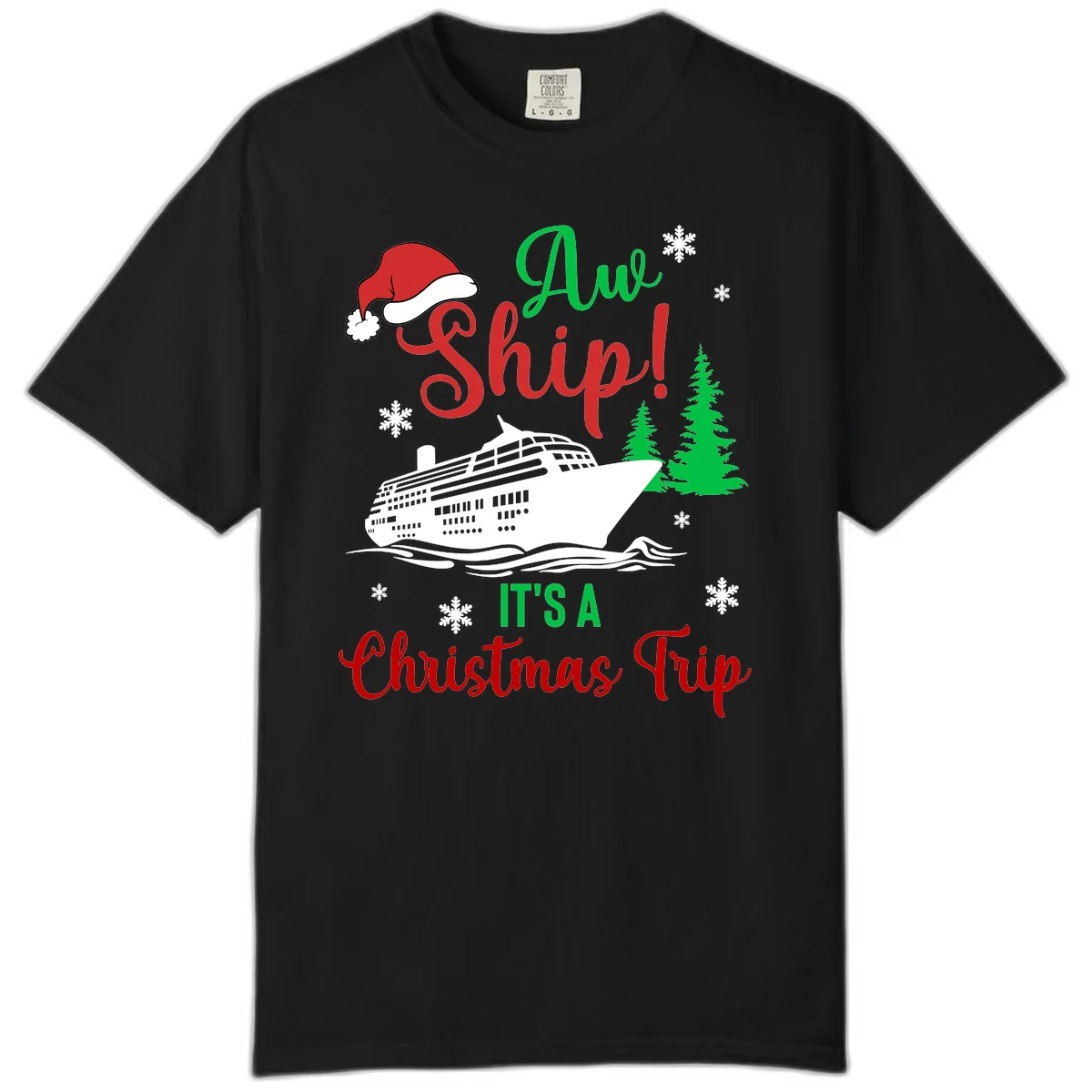 Aww Ship Christmas Cruise Comfort Color in Black