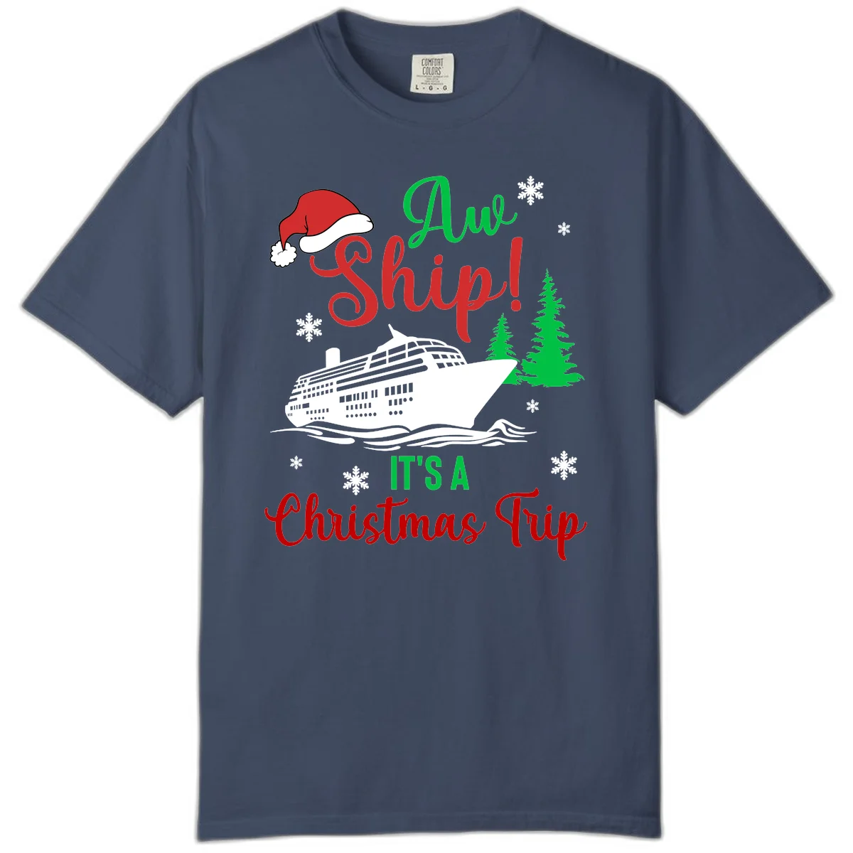 Aww Ship Christmas Cruise Comfort Color in Midnight