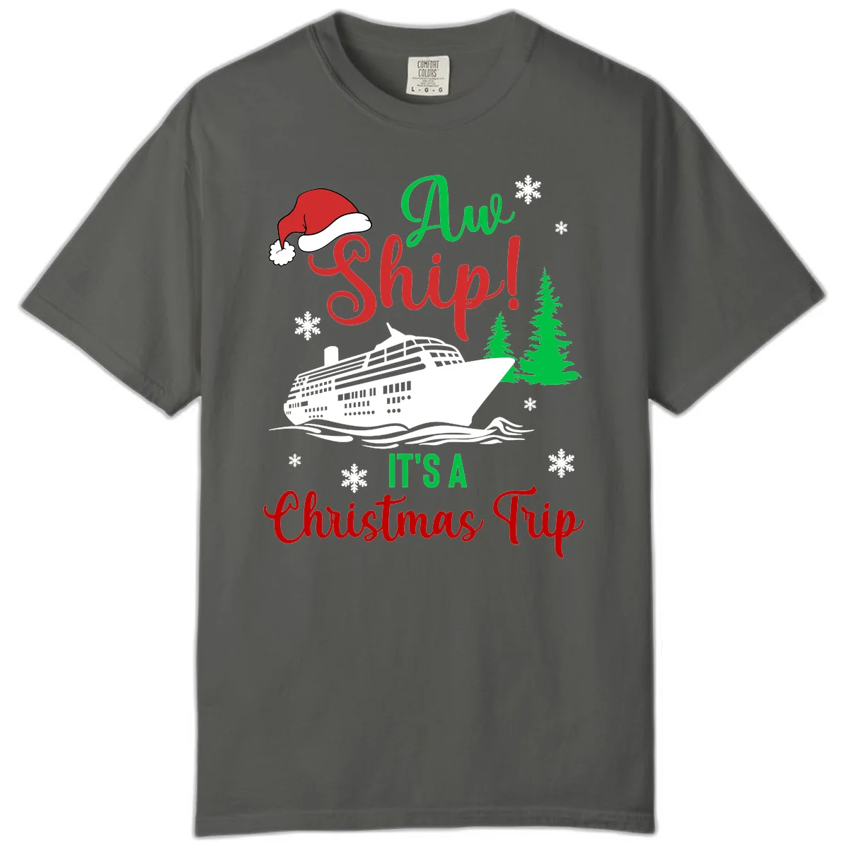 Aww Ship Christmas Cruise Comfort Color in Pepper
