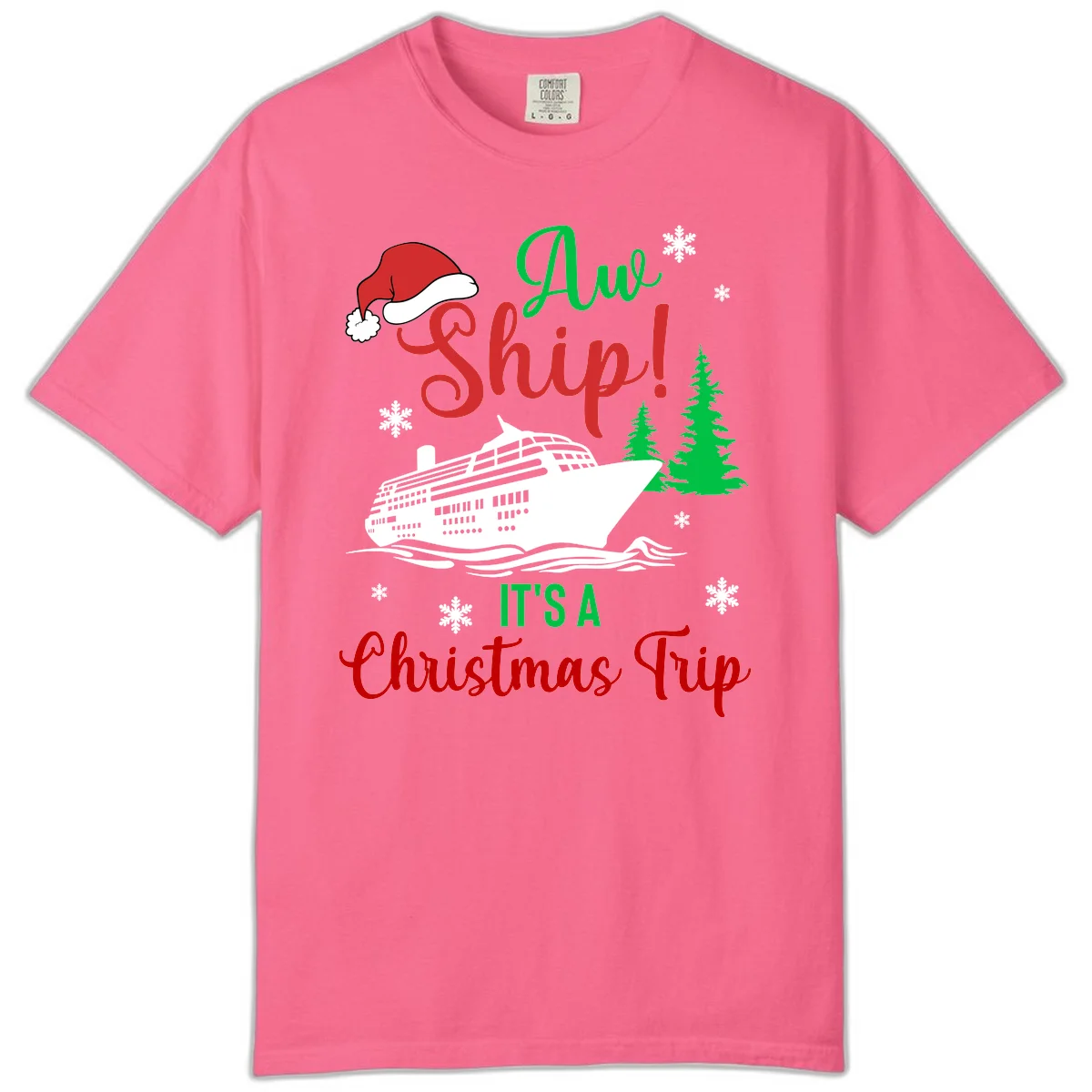 Aww Ship Christmas Cruise Comfort Color in Crunchberry