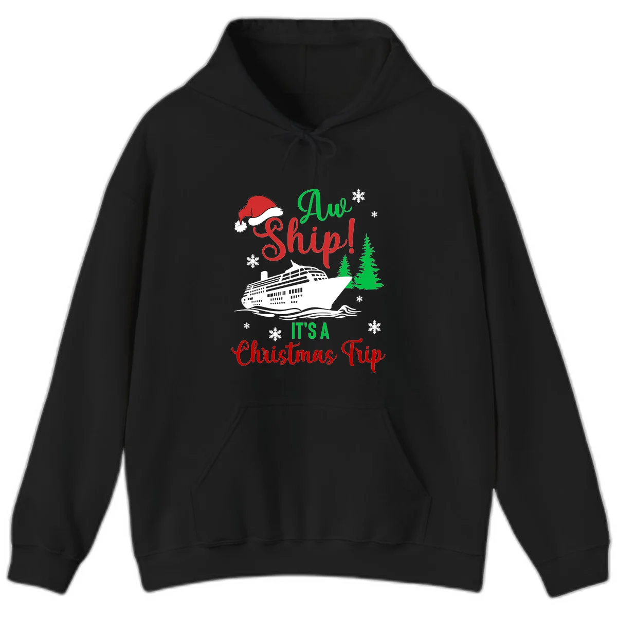 Aww Ship Christmas Cruise Hoodie in Black
