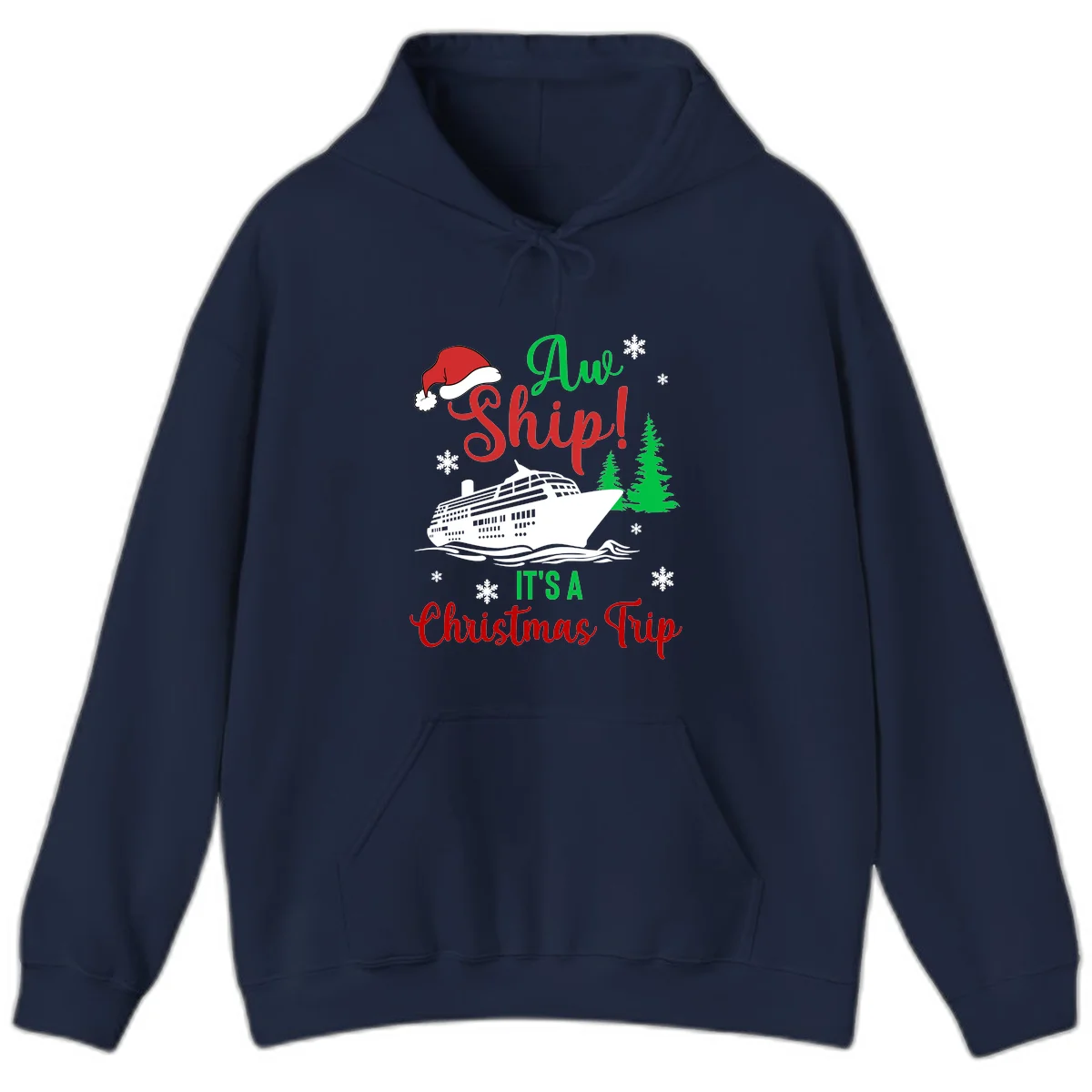 Aww Ship Christmas Cruise Hoodie in Navy